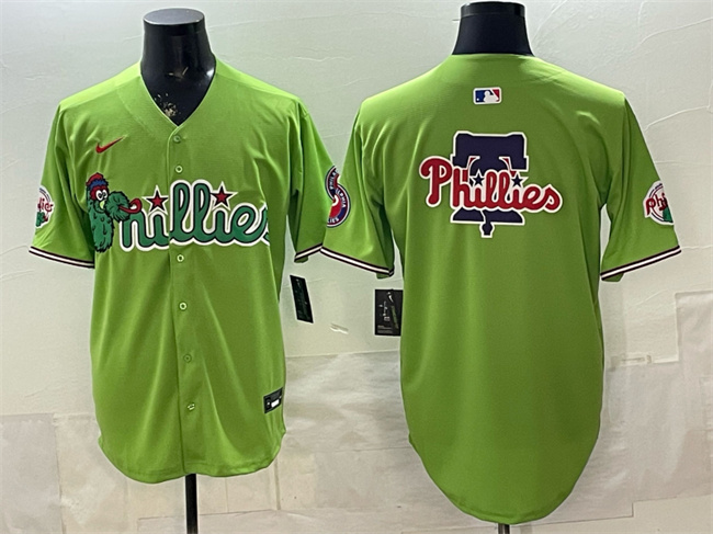 Personalized Men’s Philadelphia Phillies Team Big Logo Light Green Phanatic Limited Stitched Jersey