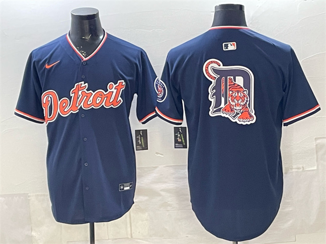Personalized Men’s Detroit Tigers Team Big Logo Navy 2026 Alternate Premier Limited Stitched Baseball Jersey
