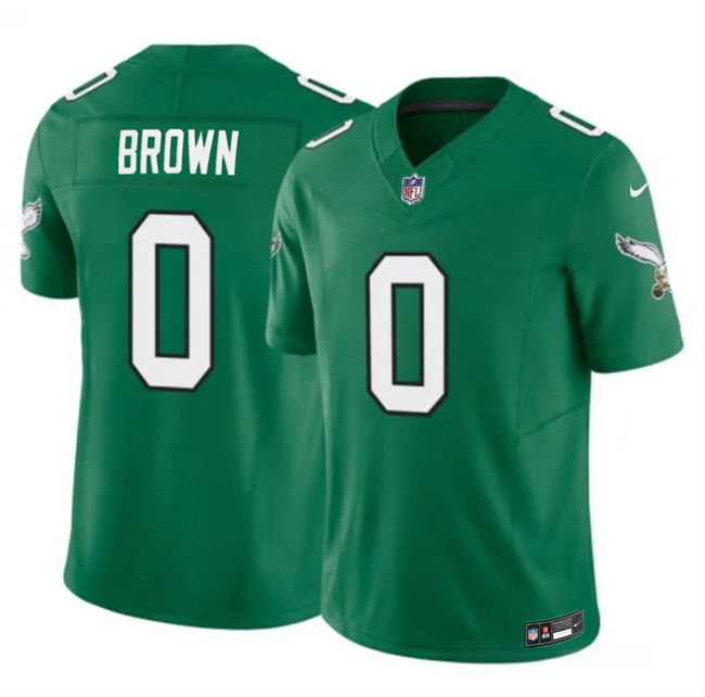 Personalized Men’s Philadelphia Eagles #0 Hollywood Brown Kelly Green 2026 F.U.S.E. Throwback Untouchable Limited Stitched Football Jersey