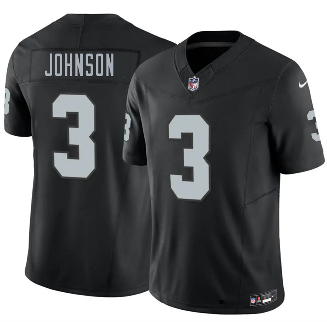 Personalized Men’s Las Vegas Raiders #3 Taron Johnson Black 2026 F.U.S.E. Untouchable Limited Stitched Football Jersey