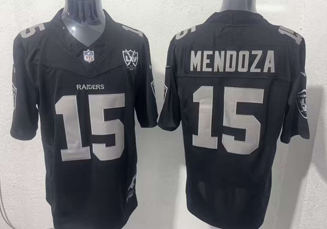 Personalized Men’s Las Vegas Raiders #15 Fernando Mendoza Black F.U.S.E. 65th Anniversary Patch Untouchable Limited Stitched Football Jersey