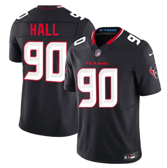 Personalized Men’s Houston Texans #90 Logan Hall Navy 2nd Alternate 2026 F.U.S.E. Limited Stitched Football Jersey