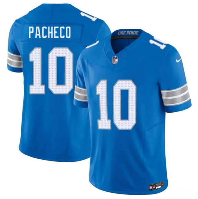 Personalized Men’s Detroit Lions #10 Isiah Pacheco Blue 2026 F.U.S.E. Limited Stitched Jersey