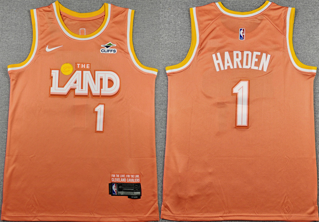 Personalized Men’s Cleveland Cavaliers #1 James Harden Orange 2025 26 City Edition Stitched Jersey