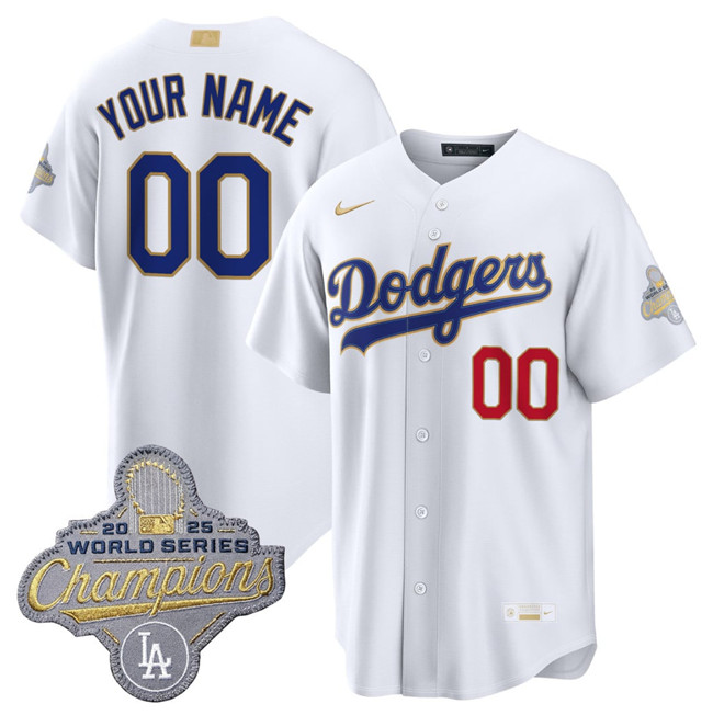 Personalized Youth Los Angeles Dodgers ACTIVE PLAYER White 2026 Gold Collection Stadium Stitched Baseball Jersey