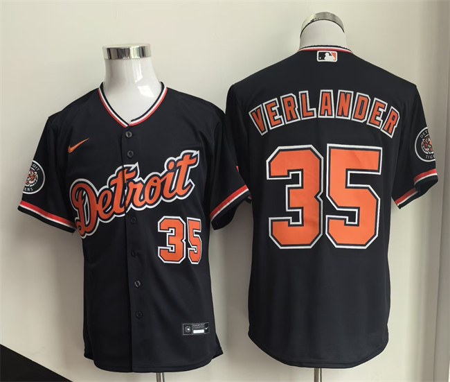 Personalized Men’s Detroit Tigers #35 Justin Verlander Black 2026 Cool Base Stitched Baseball Jersey