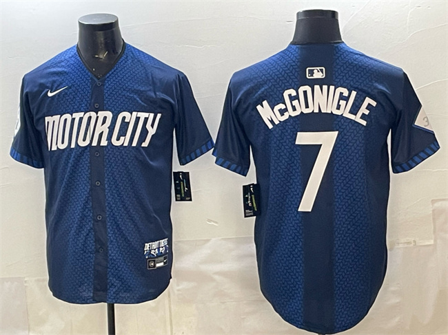 Personalized Men’s Detroit Tigers #7 Kevin McGonigle Navy City Connect Cool Base Limited Stitched Jersey