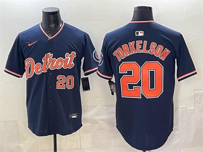 Personalized Men’s Detroit Tigers #20 Spencer Torkelson Navy 2026 Alternate Premier Limited Stitched Baseball Jersey