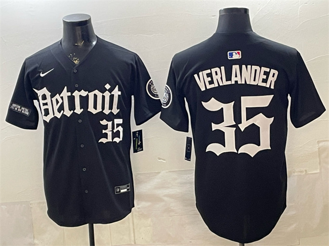 Personalized Men’s Detroit Tigers #35 Justin Verlander 2026 Black ‘Motor Gothic Edition’ Premier Limited Stitched Baseball Jersey