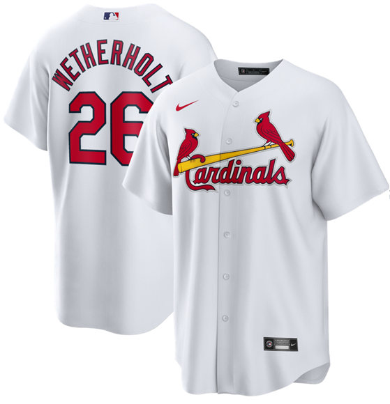 Personalized Men’s St. Louis Cardinals #26 JJ Wetherholt White Home Stitched Baseball Jersey