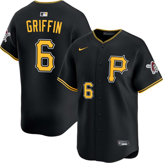 Personalized Men’s Pittsburgh Pirates #6 Konnor Griffin Black Alternate Limited Stitched Baseball Jersey