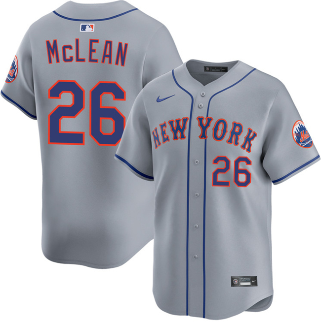 Personalized Men’s New York Mets #26 Nolan McLean 2026 Grey Limited Stitched Baseball Jersey