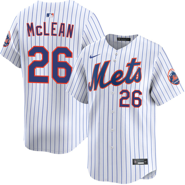 Personalized Men’s New York Mets #26 Nolan McLean White 2025 Home Limited Stitched Baseball Jersey