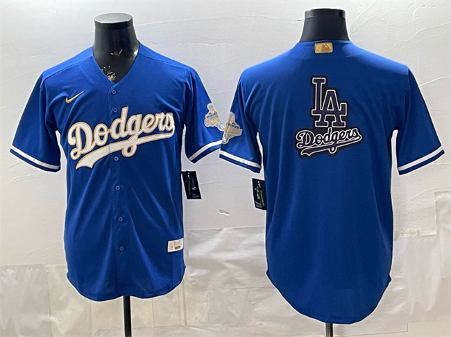 Personalized Men’s Los Angeles Dodgers Team Big Logo Royal 2026 Alternate Gold Collection Stadium Stitched Baseball Jersey 002