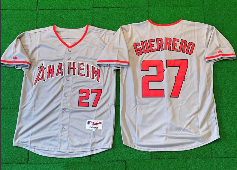Personalized Men’s Los Angeles Angels #27 Vladimir Guerrero Grey Stitched Baseball Jersey