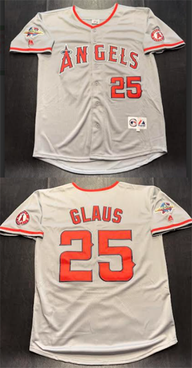 Personalized Men’s Los Angeles Angels #25 Troy Glaus Grey With 2002 World Series Patch Stitched Baseball Jersey