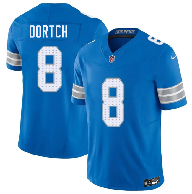 Personalized Men’s Detroit Lions #8 Greg Dortch Blue 2026 F.U.S.E. Limited Stitched Jersey