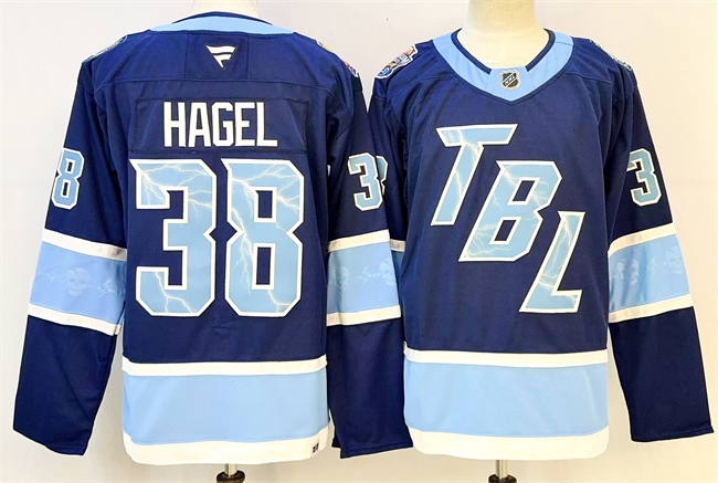 Personalized Men’s Tampa Bay Lightning #38 Brandon Hagel Blue 2026 Stadium Series Stitched Jersey