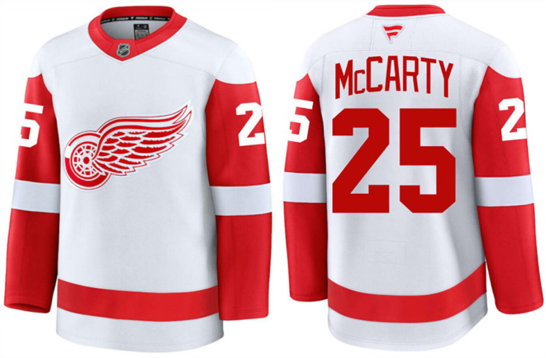 Personalized Men’s Detroit Red Wings #25 Darren McCarty White 2024 Road Stitched Hockey Jersey