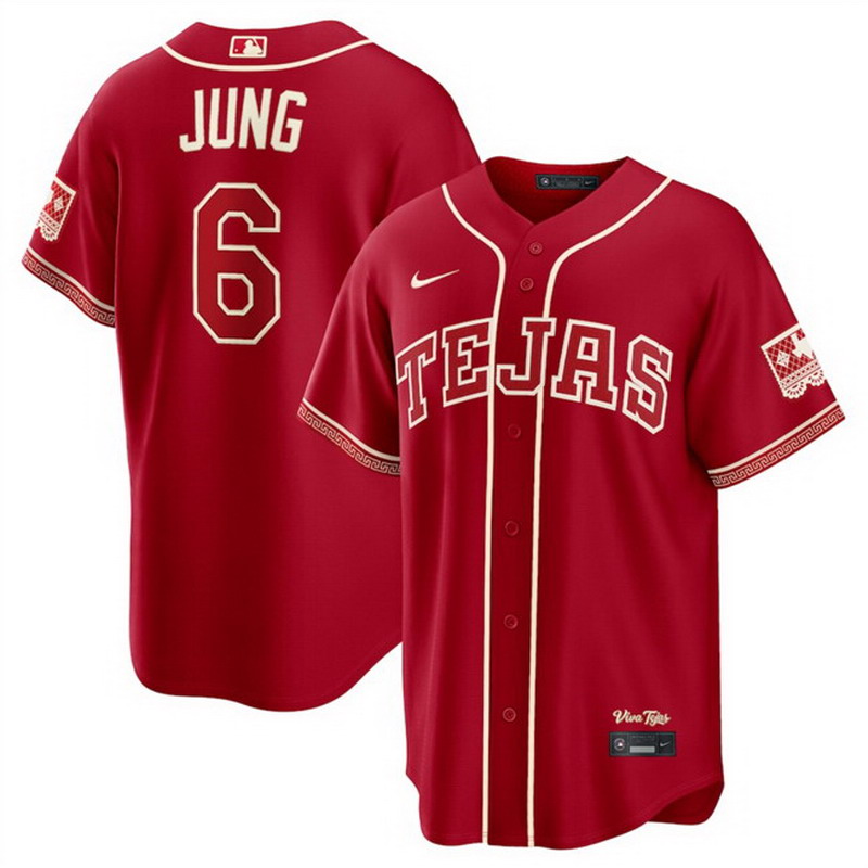 Personalized Men’s Texas Rangers #6 Josh Jung Red 2026 City Connect Stadium Stitched Baseball Jersey