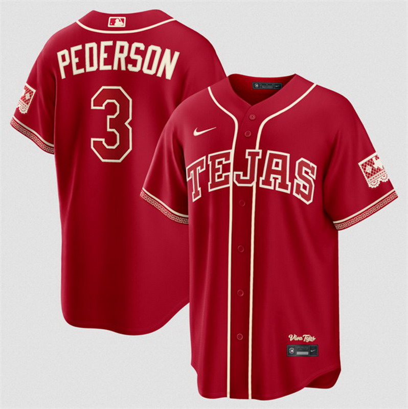 Personalized Men’s Texas Rangers #3 Joc Pederson Red 2026 City Connect Stadium Stitched Baseball Jersey