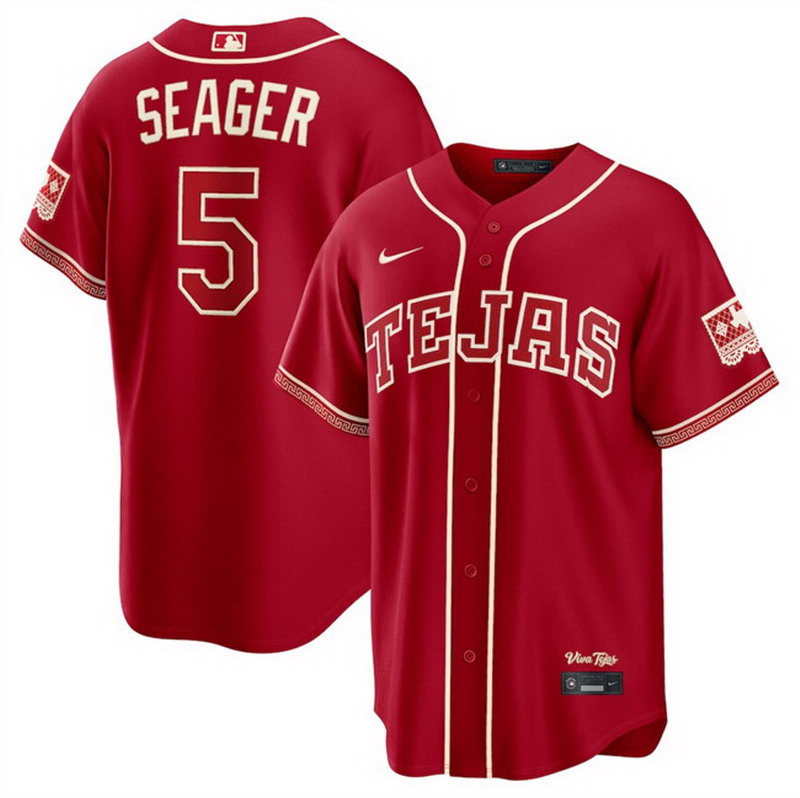 Personalized Men’s Texas Rangers #5 Corey Seager Red 2026 City Connect Stadium Stitched Baseball Jersey