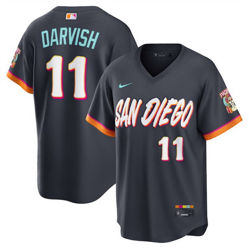 Personalized Men’s San Diego Padres #11 Yu Darvish Obsidian 2026 City Connect Stadium Stitched Baseball Jersey
