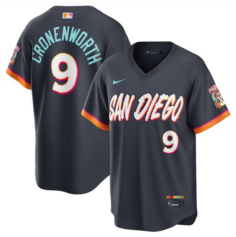 Personalized Men’s San Diego Padres #9 Jake Cronenworth Obsidian 2026 City Connect Stadium Stitched Baseball Jersey