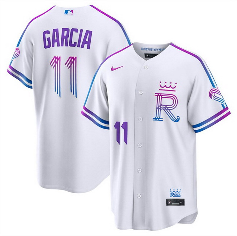 Personalized Men’s Kansas City Royals #11 Maikel Garcia White 2026 City Connect Stadium Stitched Baseball Jersey