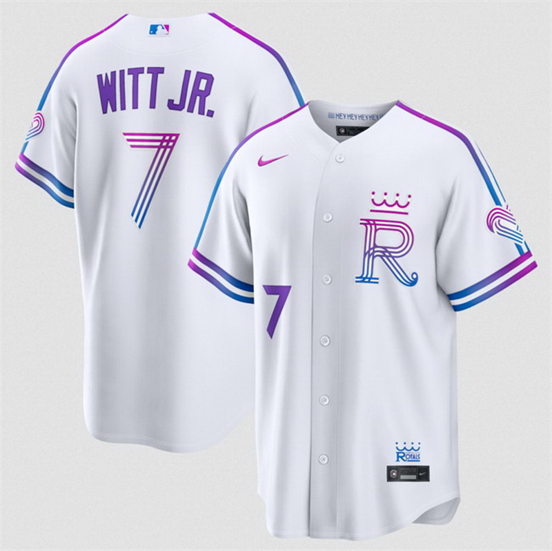 Personalized Men’s Kansas City Royals #7 Bobby Witt Jr. White 2026 City Connect Stadium Stitched Baseball Jersey