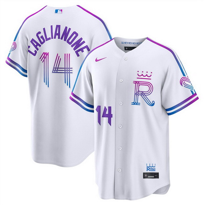 Personalized Men’s Kansas City Royals #14 Jac Caglianone White 2026 City Connect Stadium Stitched Baseball Jersey