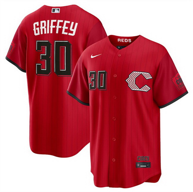 Personalized Men’s Cincinnati Reds #30 Ken Griffey Jr. Red 2026 City Connect Stadium Stitched Baseball Jersey