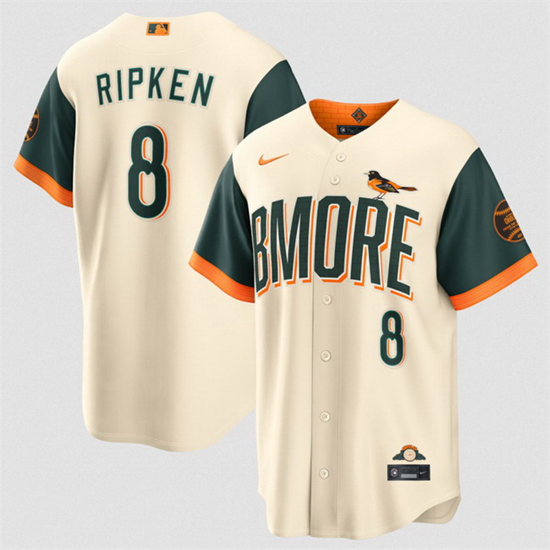 Personalized Men’s Baltimore Orioles #8 Cal Ripken Jr Natural 2026 City Connect Stadium Stitched Baseball Jersey