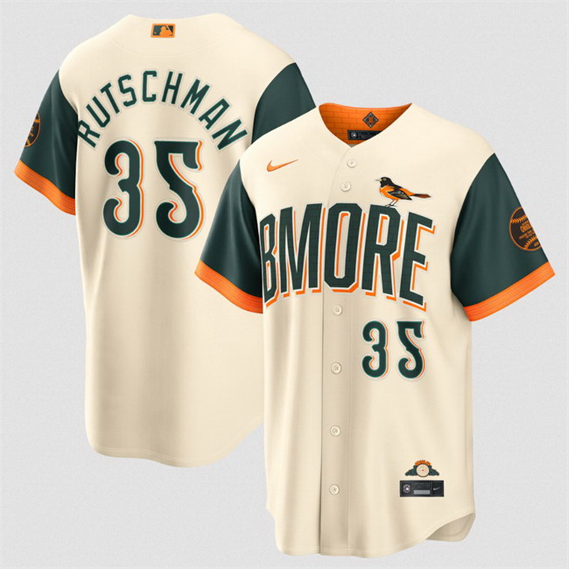 Personalized Men’s Baltimore Orioles #35 Adley Rutschman Natural 2026 City Connect Stadium Stitched Baseball Jersey