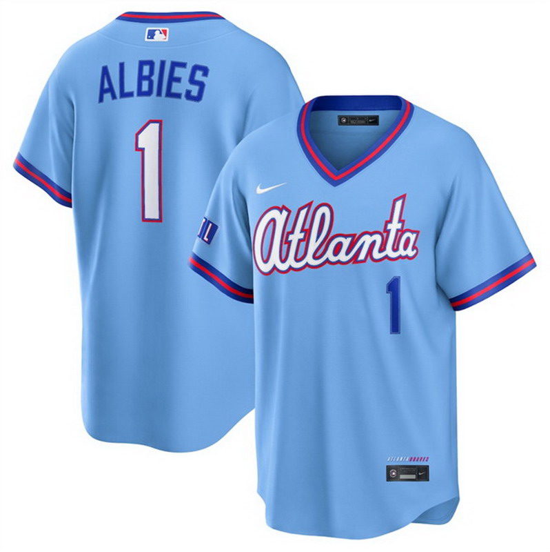 Personalized Men’s Atlanta Braves #1 Ozzie Albies Powder Blue 2026 City Connect Stadium Stitched Baseball Jersey