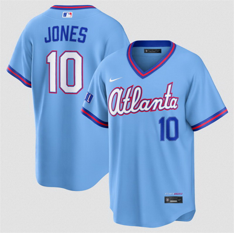 Personalized Men’s Atlanta Braves #10 Chipper Jones Powder Blue 2026 City Connect Stadium Stitched Baseball Jersey