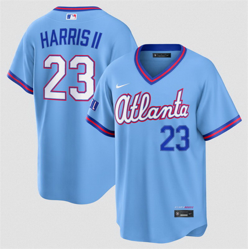 Personalized Men’s Atlanta Braves #23 Michael Harris II Powder Blue 2026 City Connect Stadium Stitched Baseball Jersey