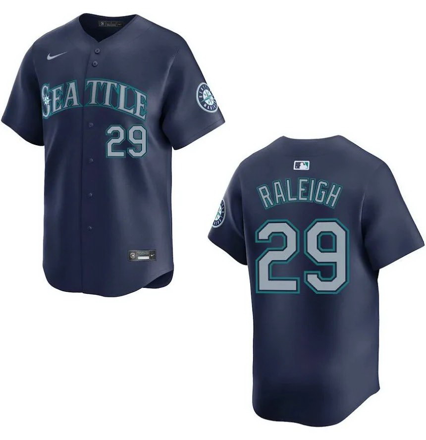 Personalized Youth Seattle Mariners #29 Cal Raleigh Navy Limited Stitched Jersey
