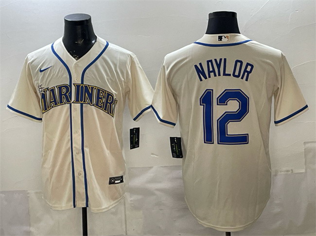 Personalized Men’s Seattle Mariners #12 Josh Naylor Cream Alternate Stitched Baseball Jersey