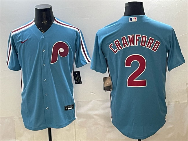 Personalized Men’s Philadelphia Phillies #2 Justin Crawford Blue Cool Base Stitched Jersey