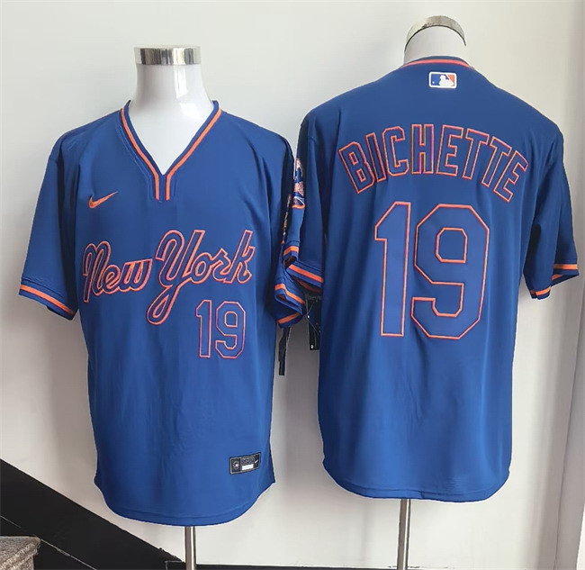 Personalized Men’s New York Mets #19 Bo Bichette Blue Stitched Baseball Jersey