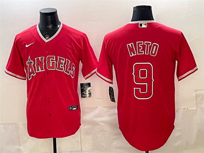 Personalized Men’s Los Angeles Angels #9 Zach Neto Red Stitched Baseball Jersey