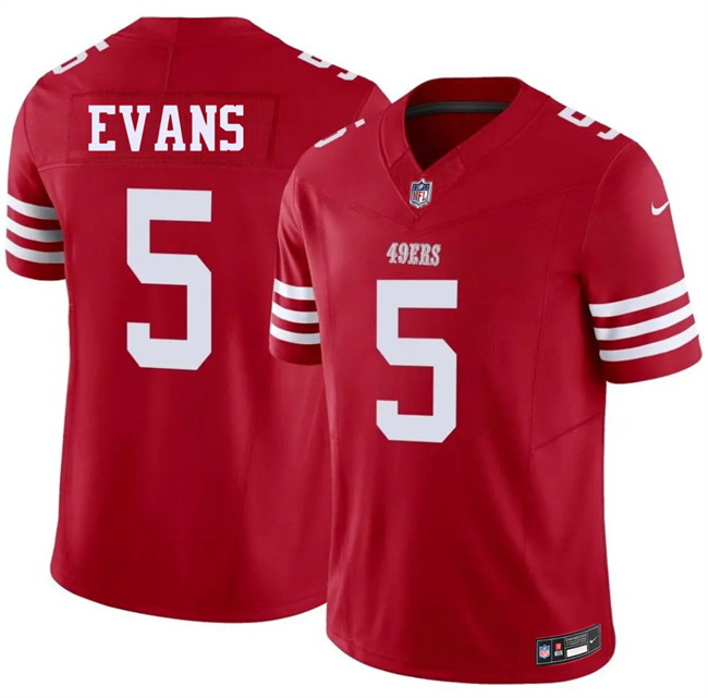 Personalized Men’s San Francisco 49ers #5 Mike Evans Red 2026 F.U.S.E. Untouchable Limited Stitched Football Jersey