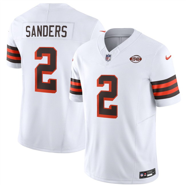 Personalized Men’s Cleveland Browns #2 Shedeur Sanders White 2026 1946 Collection F.U.S.E. Limited Stitched Football Jersey