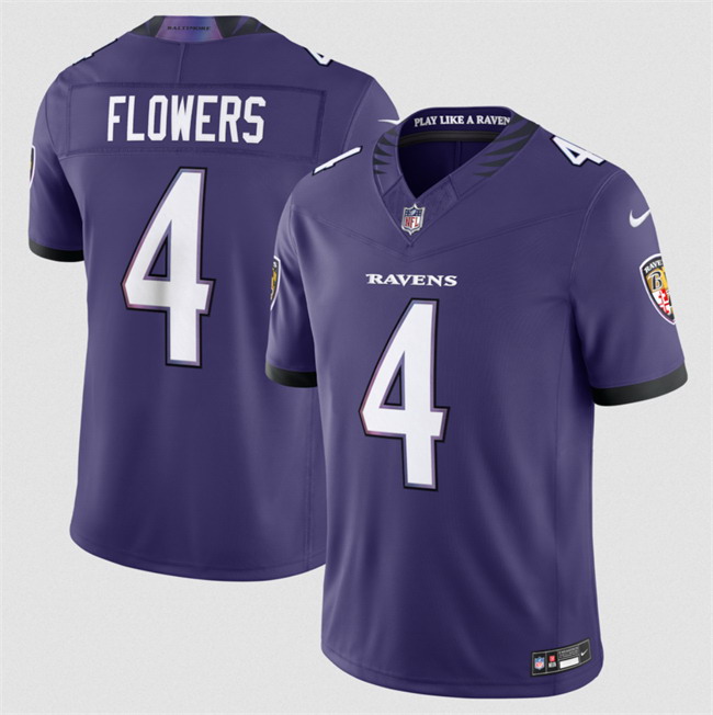 Personalized Men’s Baltimore Ravens #4 Zay Flowers Purple 2026 F.U.S.E Stitched Limited Football Jersey