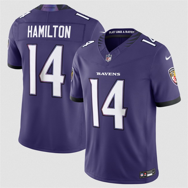 Personalized Men’s Baltimore Ravens #14 Kyle Hamilton Purple 2026 F.U.S.E Stitched Limited Football Jersey
