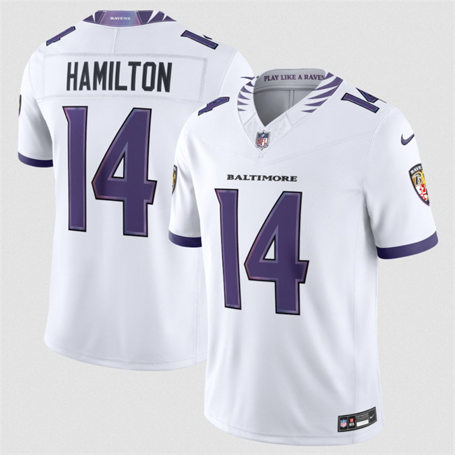 Personalized Men’s Baltimore Ravens #14 Kyle Hamilton White 2026 F.U.S.E. Stitched Limited Football Jersey