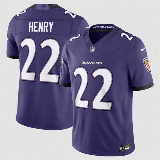 Personalized Men’s Baltimore Ravens #22 Derrick Henry Purple 2026 F.U.S.E Stitched Limited Football Jersey