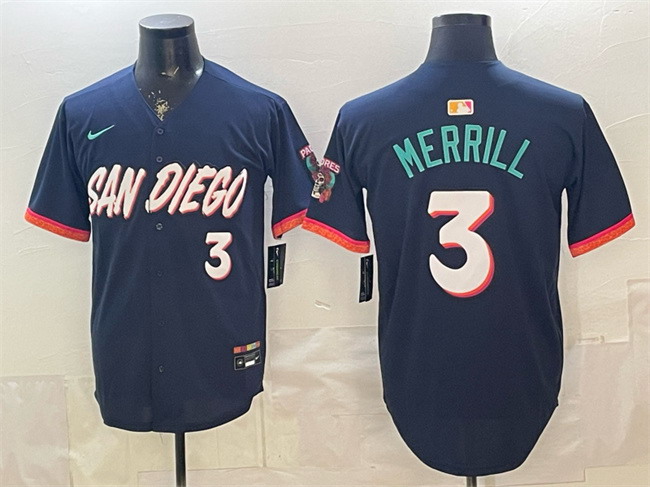 Personalized Men’s San Diego Padres #3 Jackson Merrill Obsidian 2026 City Connect Limited Stitched Baseball Jersey