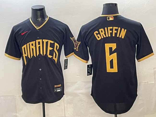 Personalized Men’s Pittsburgh Pirates #6 Konnor Griffin Black 2026 City Connect Stadium Stitched Baseball Jersey